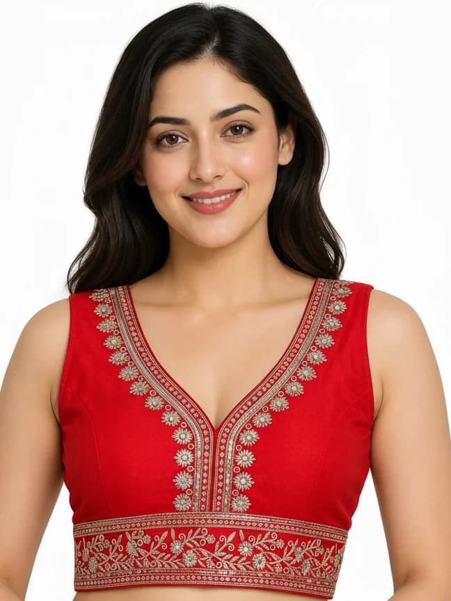 Indumati Party Wear Blouse — Red