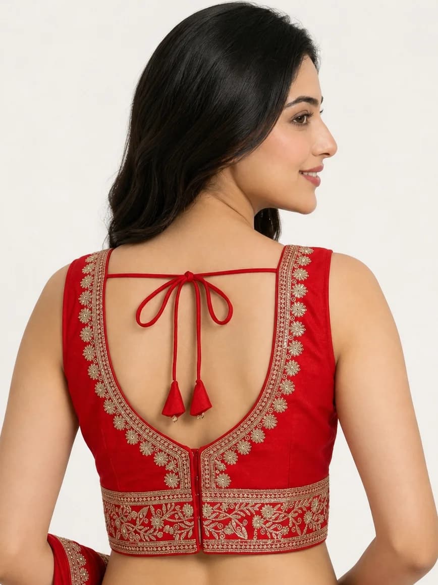 Indumati Party Wear Blouse — Red